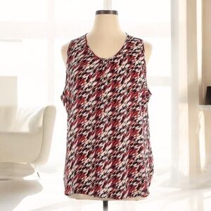 Van Heusen Red and Black Sleeveless Blouse | SIZE XXL